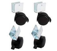 Heavy Duty Swivel Castor 1.5 Inch Swivel Caster Wheels 16-22mm U-Bracket Twin Wheel with Brake Nylon Wheels 80kg Load Capacity Pack of 4
