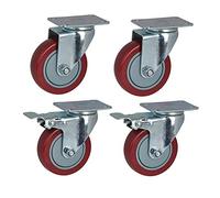 Heavy Duty Swivel Castor Wheels with Brake - 3 Inch Silent Furniture Trolley Casters, Universal Design, Thick Fixing Plate for Easy Installation