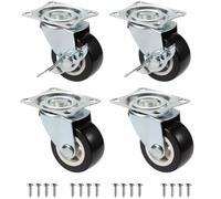 Heavy-Duty Swivel Cs Set of 4 1"/1.25"/2" Silent Universal Wheels with Brake Furniture Rollers for Trolleys 360-Degree Movement Noise-Free Design