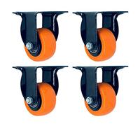 Heavy Duty Swivel Plate Casters Set of 4-360° PVC Wheel Industrial Replacement Feet with Double Ball Bearings, Noise-Free, Yellow, Perfect for Furniture & Equipment