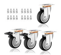 Heavy Duty Swivel Plate Casters Set of 4 3in/4in/5in Silent Industrial Thermoplastic Rubber Wheels Locking Casters for Furniture Trolleys WorkbenchesSmooth Mobility