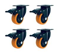 Heavy Duty Swivel Plate Casters with PVC Wheels, 360° Rotation and No Noise Double Ball Bearings for Industrial Carts and Trolleys