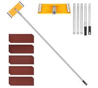 Heavy Duty Swivel Pole Sander with Extension Rod 55 Inch Pole Sander with 15 Sanding Sheets (60 100 180 240 320 Grit) for Fast Productive Floor Wall and Ceiling Sanding Without Ladders