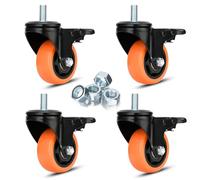 Heavy Duty Swivel Wheels 3 Inch PVC Casters with Stem 1/2"-13 x 1" Dual Locking Industrial Caster Safety Wheels Load Bearing 1000 Lbs Castors Set of 4 for Cart, Furniture