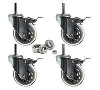 Heavy-Duty Swivel Wheels 75mm with Brake for Carts and Workbenches - Replacement Casters for Loads up to 660 lbs - and Versatile Furniture Wheels