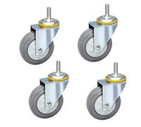 Heavy-Duty Swivel Wheels for Furniture - 4 Premium Rubber Caster Wheels with Stem - Ideal for Trolleys Carts and Mobility Solutions