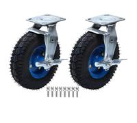 Heavy-Duty Swivel Wheels with Brake, 2 Pcs 150/200/250MM Quiet & Easy-Glide Fixed Tran Wheels for Mobile Furniture Carts, Perfect for Smooth Movement