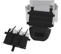 Heavy-Duty Tactical Chest Front Panel with M4 Triple 5.56 Mag Pouches and Lower Abdomen Bag - Essential Gear for Tactical Enthusiasts and Outdoor Use(Black)