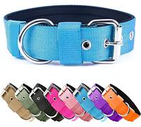 Heavy Duty Tactical Dog Collar - 1.5" Width Military Durable Thick Nylon with Adjustable Metal Buckle Working Training K9 Collar for Small Medium Large Dogs Light Blue XL
