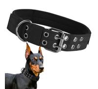 Heavy Duty Tactical Dog Collar for Large Dogs, Strong Training Collar | Adjustable Military-Grade Nylon Choker with D-Ring Buckle for Rottweiler, Mastiff, Doberman, German Shepherd Size L，Black