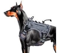 Heavy-Duty Tactical Dog Harness for Large Dogs, No Pull Adjustable Reflective Pet Vest with Molle System, K9 Military-Grade Control for Service Training, Outdoor & 10+ Breeds, Gray Camo, Large