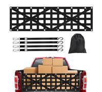 Heavy Duty Tailgate Net for Truck Bed, Cargo Net with 4 Adjustable Buckle Straps, Durable Nylon Tailgate net Compatible with Jeep, Pickup, Truck, Boat, SUV, 59" x 18"