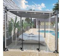 Heavy Duty Tarp Transparent,Plastic Tarpaulin Curtain with Grommets,0.3mm Foldable Sheet Plant Cover,Clear Waterproof Tarpaulin Side Panels-Outdoor Canopy with Double Zipper,W×H-4×2.5m/13.1×8.2ft