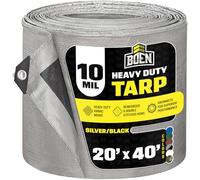 Heavy Duty Tarp Waterproof Large Cover |Silver/Black, 20' x 40' 10 Mil Thick | Rip Proof Tarps | Thick Weave Material, UV Resistant Great for Tarpaulin Canopy Tent, Boat, RV or Pool Cover