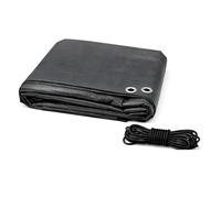 Heavy Duty Tarpaulin Graphite Grey 4 x 4 m 200 GSM - Waterproof UV Resistant Poly Tarp Sheet with Eyelets, Reinforced Rope Edge - Includes 10m Bungee Rope - Outdoor Cover for Garden and Storage