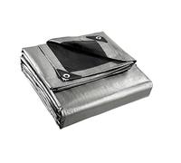 Heavy duty tarpaulin, waterproof cover, strengthened tarpaulin with eyelets every meter, UV protected, lightweight, easy to handle. For farm, garden, body shop, garage, leisure, etc. (4 x 4 m, Silver)