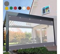 Heavy Duty Tarpaulin with Grommets,Transparent Tarpaulin Side Panels,Outdoor Clear Tarp Curtain,100% Waterproof,for Pergola,Porch,Gazebo,Patio,Customisable H×W- 2.2x3.3m/7.22x10.83ft