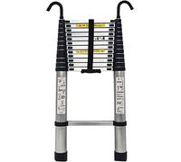 Heavy Duty Telescopic Ladder 2.6m/ 3.8m/ 5m/ 6.2m Tall, Aluminum Folding Telescoping Ladder with Hooks for Home Roof Top Tent RV Attic Outdoor Use (Size : 3.8m/12.5ft)