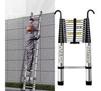 Heavy-Duty Telescopic Ladder 8m/7m/6m/5m/4m/3m/2m - Collapsible Aluminum Loft Ladder with 2 Hooks Supports 150kg Ideal for Home RV Attic Use Space-Saving Design