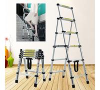Heavy Duty Telescoping Ladder 4.5FT Aluminum Telescoping Ladder Collapsible Ladder with Handrails and Safety Lock Extension Multi-Purpose Step Ladder Safety and Durable Lightweight for Household Daily