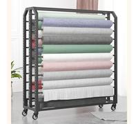 Heavy Duty Textile Display Rack Cart with Adjustable Rods & Brake Wheels - Steel Organizer for Vinyl Rolls, Car Wraps, Tablecloths, and More (33 Rods, Width Adjustable)