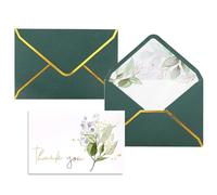 Heavy Duty Thank You Cards with Envelopes - 36 Pcs Gold Letters, 4x6 Inches, Baby Shower, Wedding, Small Business, Graduation, Funeral, Bride (Greenery)