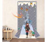 Heavy Duty Thermal Door Cover Quilted Magnetic Insulated Curtain Windproof Waterproof Screen for Winter Entryways, Home, Garage, Or Basement Doors, with Hands-Free Passage(36x78)