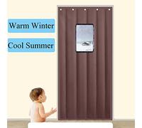 Heavy Duty Thermal Insulated Door Cover CurtainWinter Windproof Waterproof Screen Noise Reduction Cold Protection PU LeatherFront Door Size (H 110cm x W 210cm)