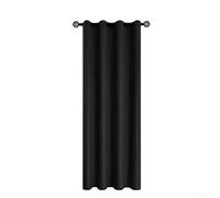 Heavy Duty Thermal Insulated Door Curtain, Full Blackout Quilted Drape for Bedroom Living Room, Energy Saving Warm For Window Treatment, Machine Washable Polyester(Black)