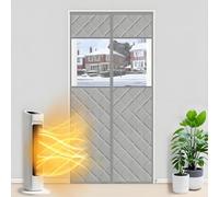 Heavy Duty Thermal Insulated Door Curtain | Wintern Thickened Oxford Fabric Magnetic Screen Cover | Self-Sealing AC Door Barrier for Patio, Room Divider | 70-260cm(Gray,250x200cm)
