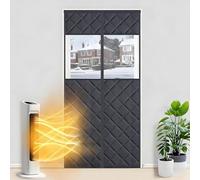 Heavy Duty Thermal Insulated Door Curtain | Wintern Thickened Oxford Fabric Magnetic Screen Cover | Self-Sealing AC Door Barrier for Patio, Room Divider | 70-260cm(Black,250x200cm)