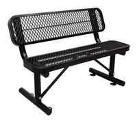 Heavy Duty Thermoplastic Coated Iron Park Bench, 48" Outdoor Garden Seating with Backrest, Commercial Grade for Malls, Patios, Lawns, Entryways - Black