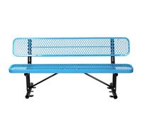 Heavy Duty Thermoplastic Coated Iron Park Bench, 72IN Outdoor Metal Garden Seat with Backrest, Commercial Grade for Malls, Porches, Lawns, and Yards - Blue