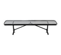 Heavy Duty Thermoplastic Coated Iron Park Bench, 96IN Commercial Grade Outdoor Seating for Malls, Gardens, Yards & Porches - Black, No Backrest