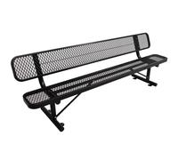 Heavy Duty Thermoplastic Coated Iron Park Bench, 96IN Metal Garden Seating with Backrest, Commercial Grade Outdoor Bench for Malls, Patios, Yards, and Porches (Black)