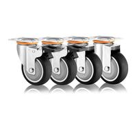 Heavy Duty Thermoplastic Rubber Caster Wheel Set of 43in 4in 5in Industrial Plate Casters with Silent Shock Absorption & Brakes for Smooth Mobility
