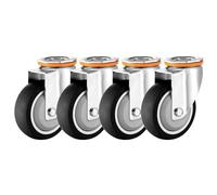 Heavy Duty Thermoplastic Rubber Wheel 3 4 5 Inch 4 Pack, Moving Silent No Floor Marks TPR Swivel Castors With Brakes, For M12 Bolts Top Hole Type Swivel Caster Wheel