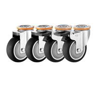 Heavy Duty Thermoplastic Rubber Wheel 4 Pack, Moving Silent No Floor Marks TPR Swivel Castors With Brakes, For M12 Bolts Top Hole Type(Swivel+Brake,75mm/3in)