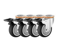 Heavy Duty Thermoplastic Rubber Wheel 4 Pack, Moving Silent No Floor Marks TPR Swivel Castors With Brakes, For M12 Bolts Top Hole Type(Brake,100mm/4in)