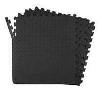 Shatchi Black Gym Flooring Puzzle Mat Interlocking Eva Floor Tiles Non Slip Rubber Cushion For Home Workout Yoga Matting, 60X60X1.1Cm 6Pcs