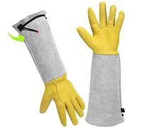 Heavy Duty Thorn Proof Gardening Gloves - Rose Pruning Gloves, Leather, Adjustable Size for Men & Women