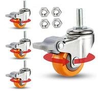 Heavy Duty Threaded Stem Caster Wheels M6/M8/M10-4 Pack Rubber Swivel Casters for Industrial Trolleys & Workbenches 800 Lbs Capacity Includes 4 Brakes