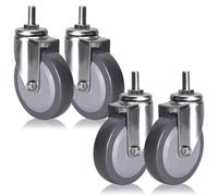 Heavy Duty Threaded Stem Casters 2.5" 3" 4" Set Of 4 M12 Stem Replacement Casters For Carts Furniture Trolley Polyurethane Swivel Caster Wheel With Brakes(Swivel100mm/