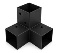 Heavy Duty Three Way Pergola Corner Bracket Connector - Black Powder Coated Steel Connector for Timber Pergolas - 100mm - 4x4