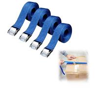 Heavy-Duty Tie-Down Straps 2.5m Long, 25mm Wide, 150kg Load Capacity - Durable Blue Lashing Straps for Moving and Storage - 4-Pack with Adjustable Zinc Alloy Cambuckle