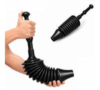 Heavy Duty Toilet Plunger, Big Powerful Toilet Unblocker for Clearing Blockage in Drains, Flexible Plumbing Suction Tool for Unblocking Toilets of All Types, Kitchens, Sinks, Baths, Black