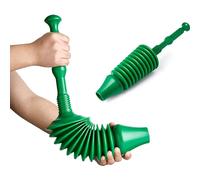 Heavy Duty Toilet Plunger, Big Powerful Toilet Unblocker for Clearing Blockage in Drains, Flexible Plumbing Suction Tool for Unblocking Toilets of All Types, Kitchens, Sinks, Baths, Green