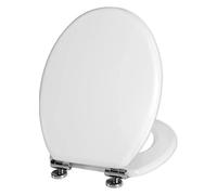 Heavy Duty Toilet Seat Antibacterial with Adjustable Hinges and Grip Tight Bumpers, Dual Fixing Fittings, White by VapourOn