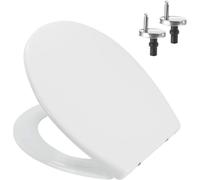 Heavy Duty Toilet Seat Soft Close White Oval Shape Quick Release Fixing Hinges