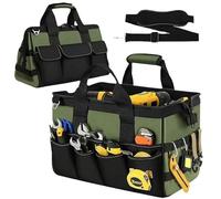 Heavy Duty Tool Bag, 16 Pockets Tool Organizer, 16 Inch Portable Tool Box Organizer Storage Bag with Long Adjustable Shoulder Strap and Handle, Wide Mouth Toolbag for Garden Home Tool Kits Organizer